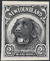 1922 Scare Essay - seen Newfoundland Dog inland revenue essay, printed in bluish black on wove p.jpg